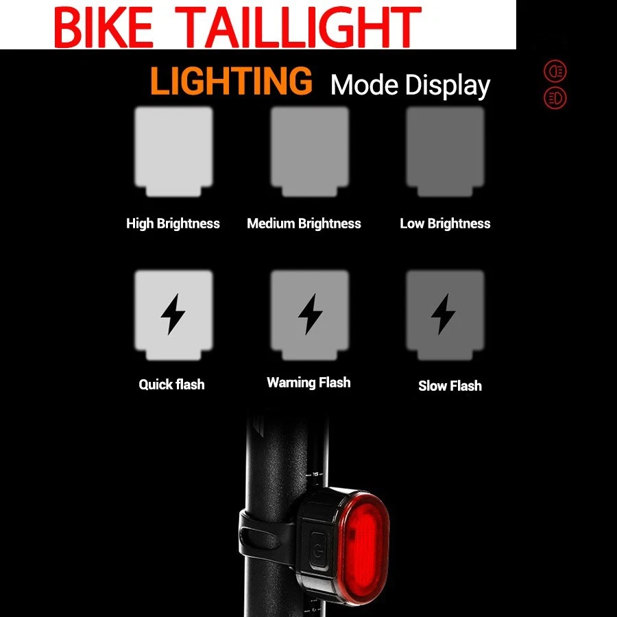 2x Mountain Bike Lights USB Rechargeable Bicycle LED Torch Front Rear + Lamp Set