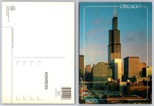 Willis Tower Chicago Illinois Skyline Modern Chrome Photo Postcard Sunburst