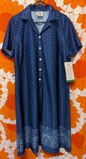 Osti NWT 20 Au 16 Vintage 80's Shirt Dress Blue White Midi New Rare Polyester