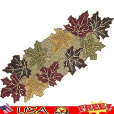 Handmade Beaded Table Runner Autumn Foliage Decor Unique Colorful Accent 13x36