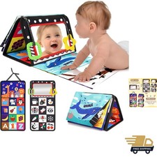Baby Tummy Time Toy High Contrast Mirror sensory Crinkle infant gift
