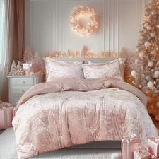 Velvet Comforter Set, Microfiber Reverse, All Season, Blush Full/Queen, 3 Piece