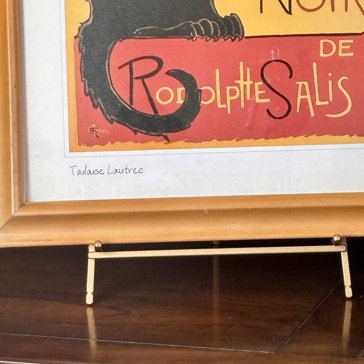 Vtg 90s Framed Le Chat Noir Poster Black Cat Art Print Toulouse