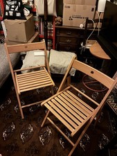 Ikea Folding Terje Wooden Chairs In Natural Wood X2 Ideal For A Small Flat