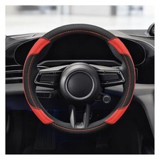 Car Steering Wheel Cover, 15 Inch Universal Leather Steering Wheel Red