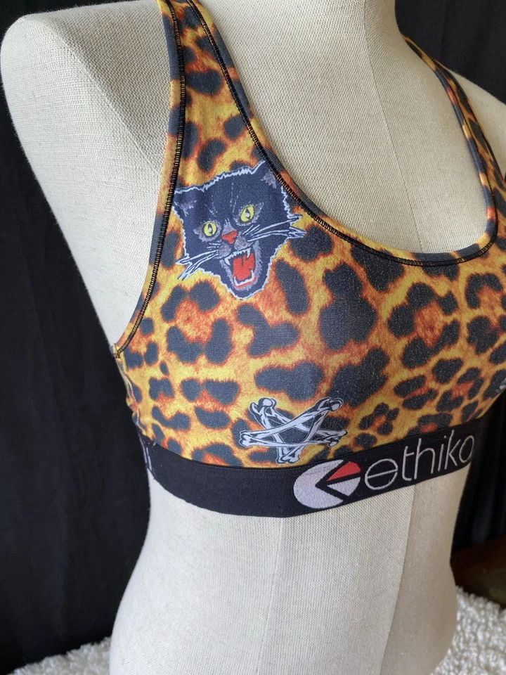 Camiseta sin mangas/sujetador Ethics estampado de leopardo con gráficos elásticos talla M súper lindo Foto 4 de 4