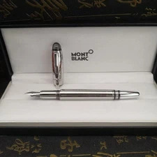 Montblanc Luxury Classic Fountain Pen Silver Body Signature Pen New