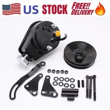 For Sbc Sb Chevy 350 327 Black Saginaw Power Steering Pump W Bracket Pulley