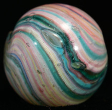 Onionskin Marble Early German Handmade   Antique Pretty Multi-Hue 16.9mm 21/32''