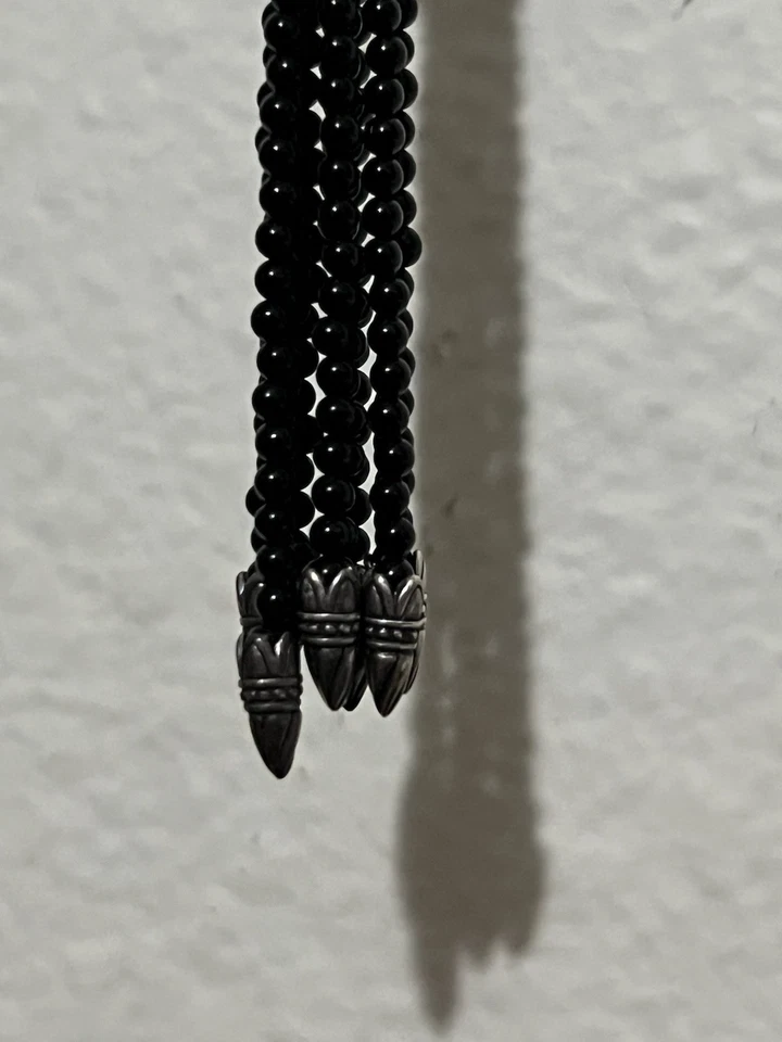 Scott Kay Authentic Sterling Silver & Black Onyx Beaded Tassel Necklace - Image 4 of 4