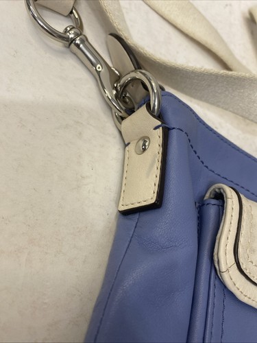Coach Blue Off-White Leather Top-Zip Crossbody Bag - Picture 4 of 16