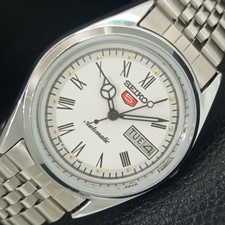 VINTAGE REFURBISHED SEIKO 5 AUTOMATIC 6309A JAPAN MENS WHITE WATCH a442123-1