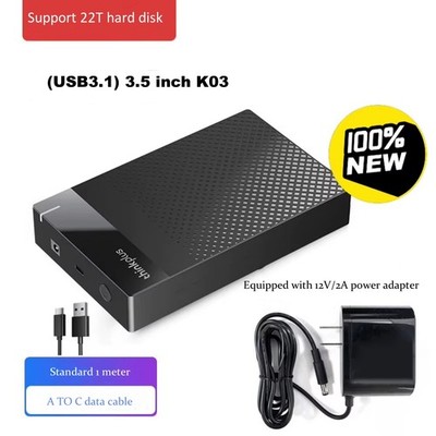 Original Lenovo USB3.1 3.5'' SATA HDD SSD Enclosure Case W/12V Adapter