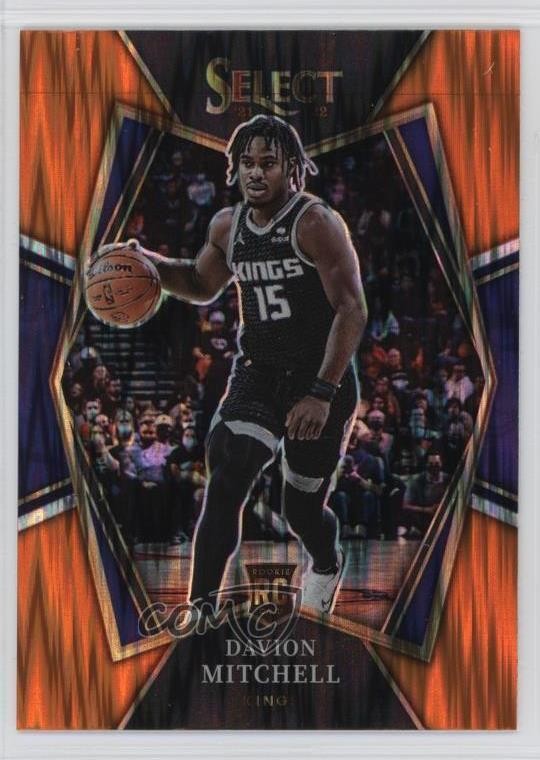 2021-22 Panini Select Premier Level Orange Flash Prizm Davion Mitchell #118 0fp5