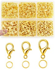 900PCS Lobster Claw Clasps and Jump Rings Set - Gold Jewelry Clasps for Neckl