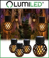 Lumiled 4X Solar Garten HäNgelampe Led Pendelleuchte Kugel Flamme IP44 AußEn