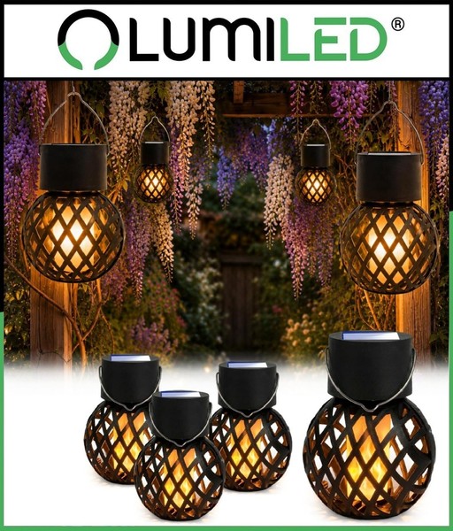 Lumiled 4X Solar Garten HäNgelampe Led Pendelleuchte Kugel Flamme IP44 AußEn-image