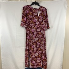 NWT LOFT Red Floral Print Women's 1/2 Sleeve Dress, Sz. 8