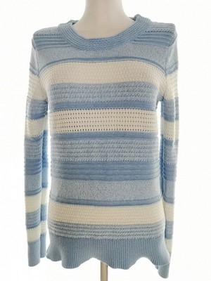 MAX STUDIO Damen Pullover Gr. S Blau Baumwolle Offener Strick Langer Ärmel