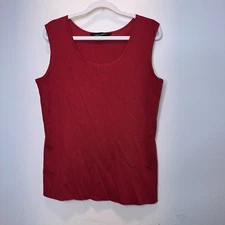 Ming Wang Red Metallic Tank Top Shirt Shell Womens Size Small MSRP $145 Holiday