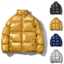 Warm Mens Padded Jackets Shiny Puffer Thick Q...