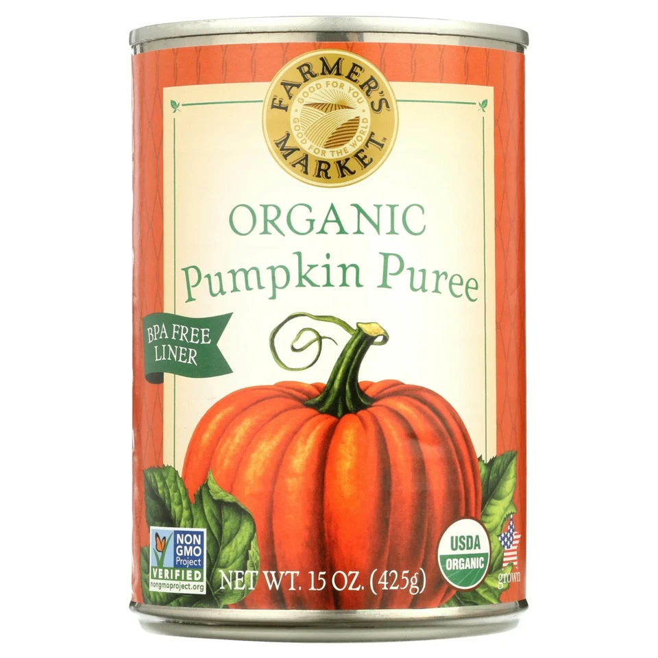 (3 Pack) Farmers Market Foods Pumpkin Puree - 15 oz Cans, 100% Pure - Image 2 of 4