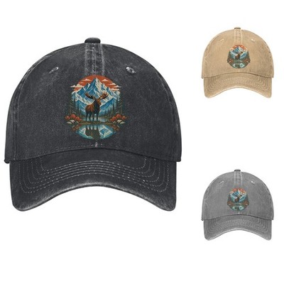 Moose Mountain Baseball Cap Wildlife Dad Hat Adjustable Cotton Cap