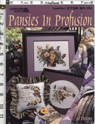 Pansies In Profusion''  1994 Leisure Arts Cross Stitch Chart Pattern Leaflet 2756