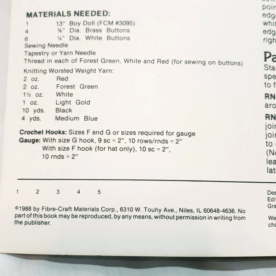 Hansel Outfit Crochet Pattern 13" Doll Fibre Craft 1988 FCM170 - Image 4 of 4