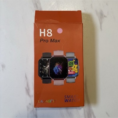 Laxasfit H8 Pro Max Smart Watch Pink Silicone Band Metal Case