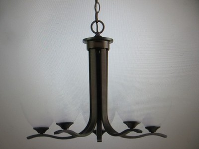 Progress Lighting Laird 5-Light Antique Bronze Etched Glass Chandelier Light