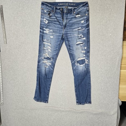 American Eagle Outfitters Men Jeans 31X30 Blue Denim Slim Distressed