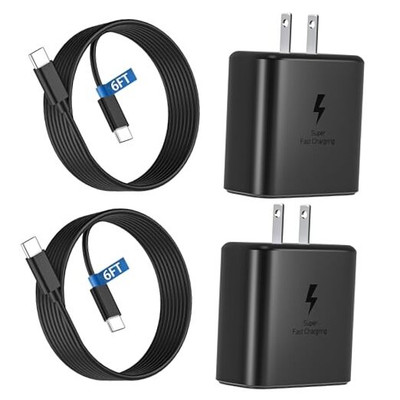 45W Super Fast Charger USB C,2 Pack Type C Fast Charger Samsung Wall Charger 