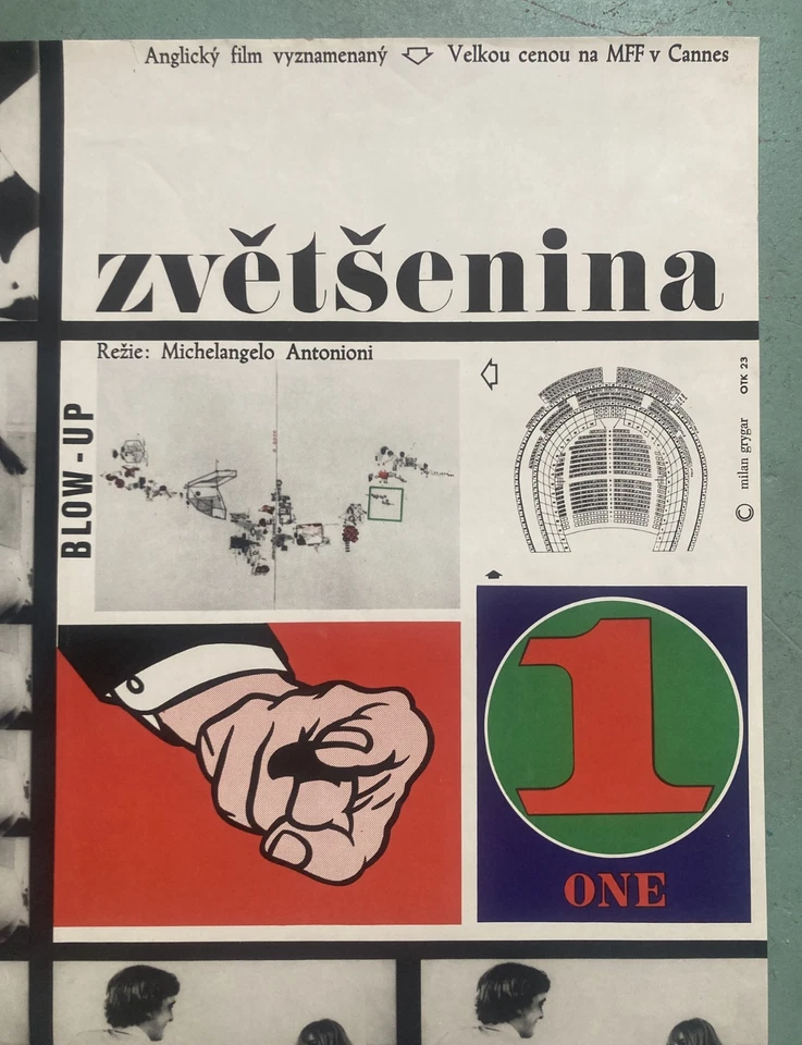 Blow Up 1967 Czech vintage Film Poster Milan Gryar Roy Lichtenstein 58 x 81cmBIG - Bild 2 von 4