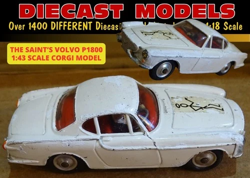CORGI 258 THE SAINTS VOLVO P1800 IN WHITE, RED SEATS SAINT LOGO, VINTAGE DIECAST