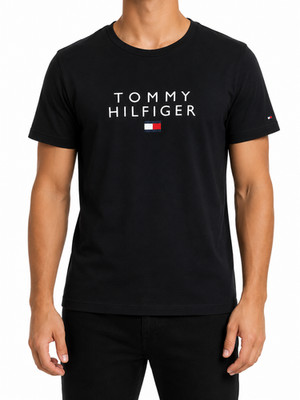 Tommy Hilfiger Unisex T-Shirt Schwarz Logo Größe S/P Regular