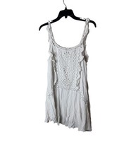 Free People Dress Womens Small White Crochet Swing Trapeze Sundress Boho