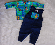 Winnie Pooh Denim Romper Overalls Tigger Piglet Shirt Set Jenny Manning VTG