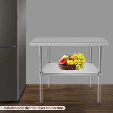 Adjustable Under Shelf for Work Tables Stainless Steel Lower Stand Multiuse Rack