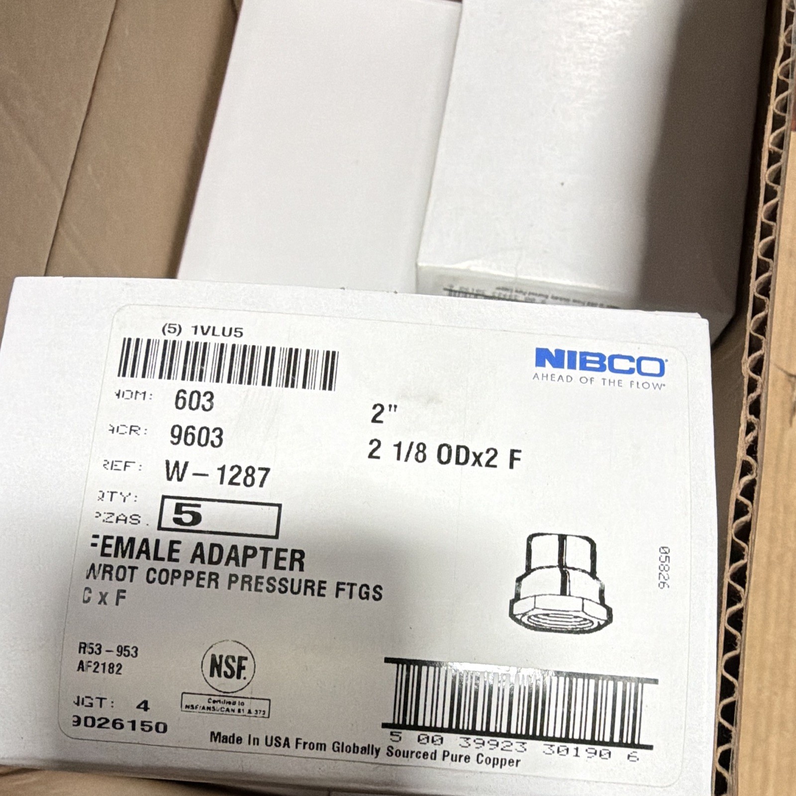 NIBCO 603 2” C x F Copper Female Adapter