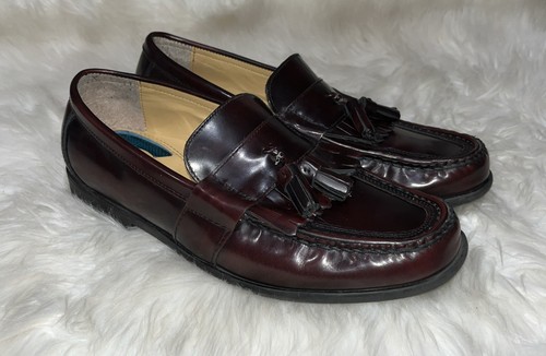 Mocassini uomo Nunn Bush Keaton nappa taglia 10M pelle bordeaux slip-on Oxford - Foto 8 di 14
