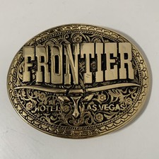 Vintage Belt Buckle Frontier Hotel Las Vegas Gold Metal New