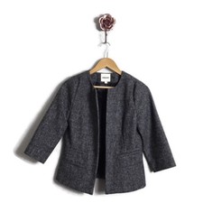 Silence  Noise Medium Gray Cropped Open Front Blazer Classic Office Staple