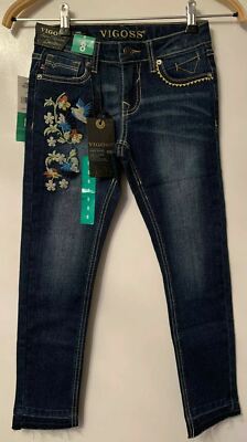 Mädchen Vigoss The Jagger Blumendesign Stretch Skinny blau Denim Jeans Alter 8 