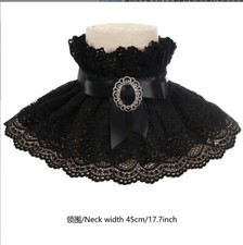 Victorian Black White Detachable Jabot Collar Edwardian Collar Wrist Cuffs