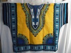 YELLOW BLUE AFRICAN  PRINT DASHIKI MEN'S WOMEN'S SHIRT BLOUSE TOP XL 1X 2X — photo 8
