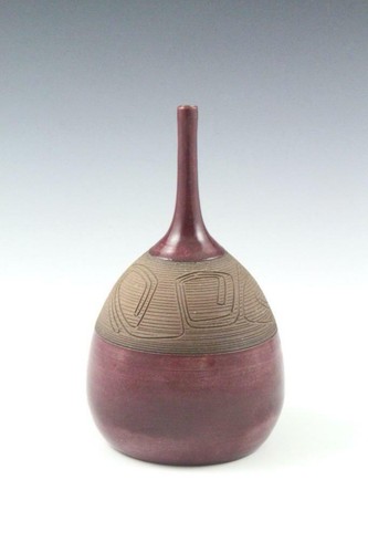 Jarrón firmado David Cruz/Miga Puerto Rico cerámica abstracta modernista esgrafiado - Imagen 2 de 11