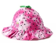 NWT BIO WORLD KIDS Baby Girl's Sun Hat Pink Strawberry 48 cm Adjustable Strap