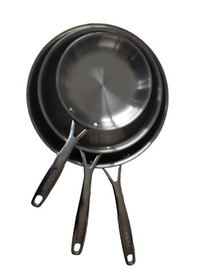 3 Henckels Fry Pans 8 10 12'' Stainless 18/10 Gas Electro Induction Halogen Ceran