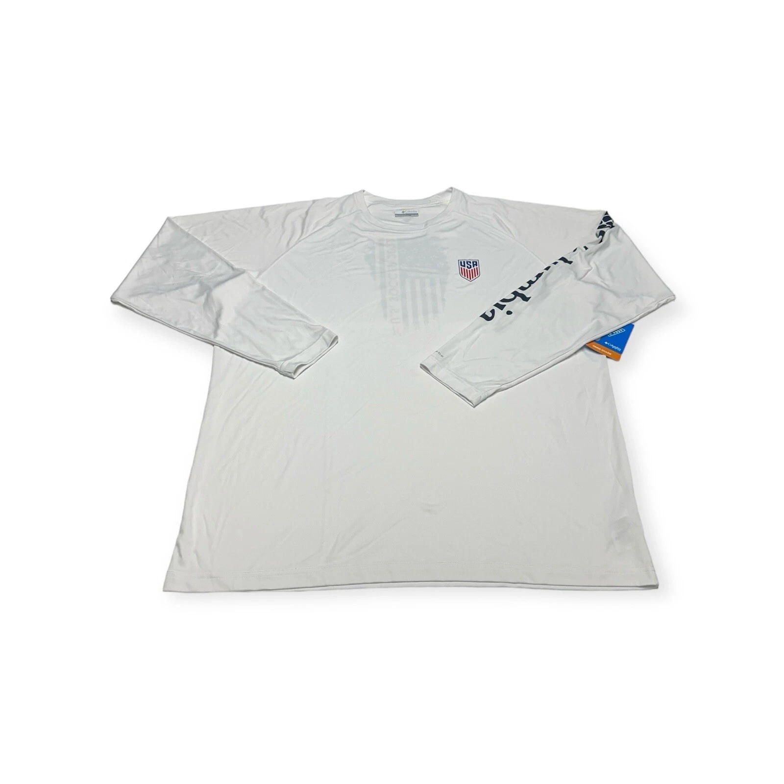 NWT Men's Columbia PFG Team USA Soccer Terminal Tackle Fishing Flag Shirt Sz XXL